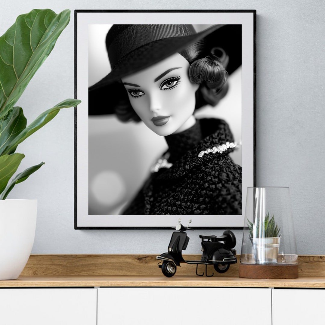 Vintage Barbie Poster Black and White Print Barbie Art Vintage Wall Art ...