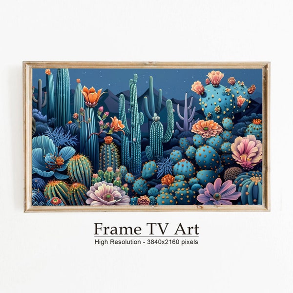 Samsung Frame TV Art | Colorful Cactus and Succulents Brighten Any Room| Beautify Your Home with Art for Frame TV