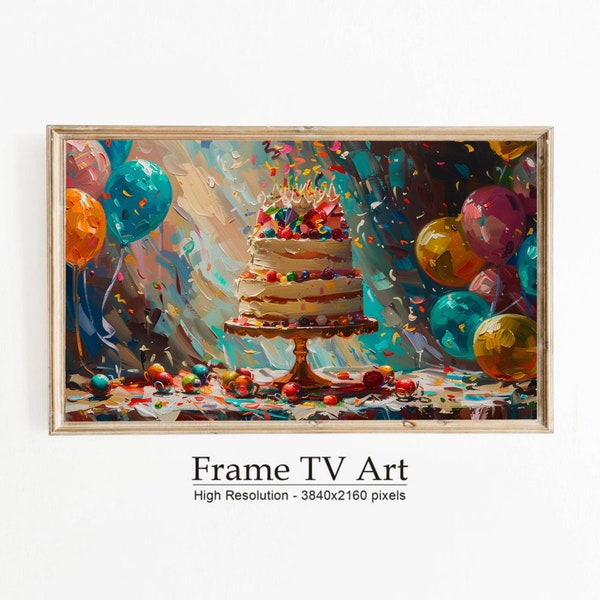 Vintage Birthday Balloons TV Art, samsung frame tv art, modern tv art, 4k frame tv, birthday frame tv, birthday tv art samsung, tv art work