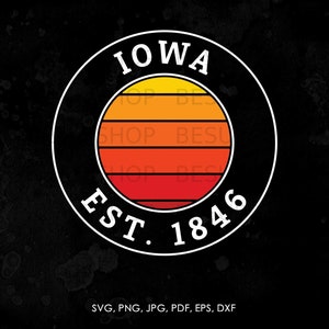 Iowa svg, Iowa State svg | Retro Sunset, United States png, pdf, eps, vector, instant download