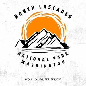 Parc national des North Cascades svg, North Cascades Washington svg, png, dxf | cadeau, fichier de coupe North Cascades