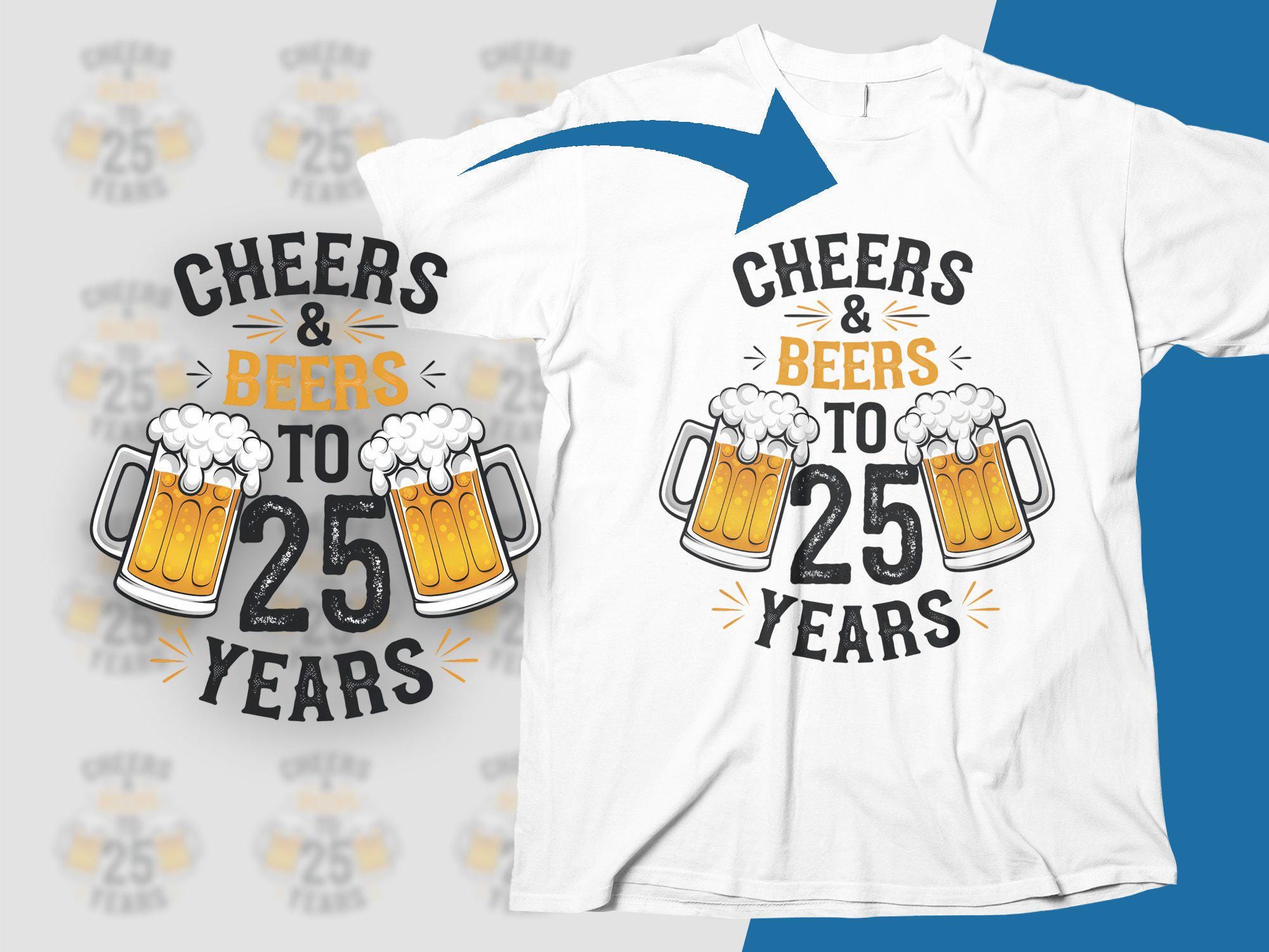 Cheers Beers to 25 Years PNG Clipart, 25th Anniversary Digital Download ...