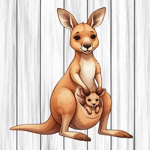 Canguru Animal Clipart, Arte de berçário, Animal Clipart, Animal bonito em aquarela, Canguru Png, Download digital