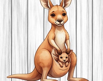 Canguru Animal Clipart, Arte de berçário, Animal Clipart, Animal bonito em aquarela, Canguru Png, Download digital