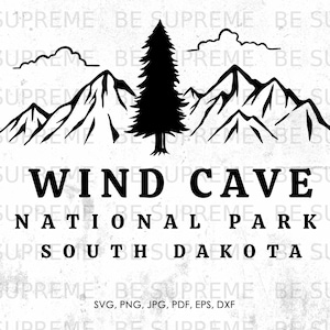 Wind Cave South Dakota svg, National Park svg, png, jpg, pdf, eps, dxf | souvenir, vector, instant download