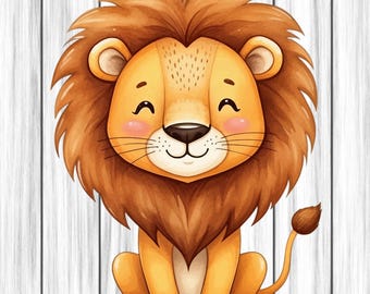 Lion Animal Clipart, Nursery Art, Animal Clipart, Cute Watercolor Animal, Lion Png, Digital Download, Safari Animal Clipart