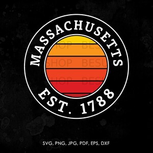 Massachusetts svg, Massachusetts State svg | Retro Sunset, United States png, pdf, eps, vector, instant download