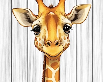 Clipart animaux girafe, art de la chambre d'enfant, clipart Animal, animal aquarelle mignon, girafe Png, téléchargement numérique