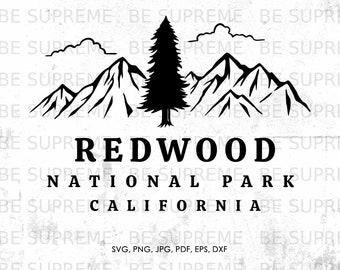 Redwood California svg, National Park svg, png, jpg, pdf, eps, dxf | souvenir, vector, instant download