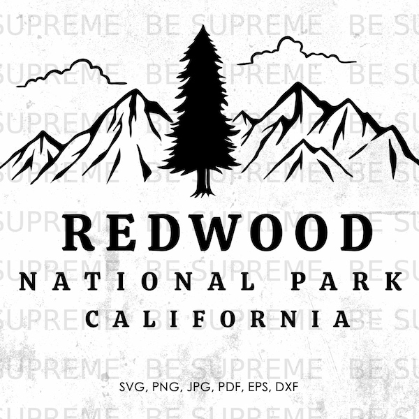 Redwood California svg, National Park svg, png, jpg, pdf, eps, dxf | souvenir, vector, instant download