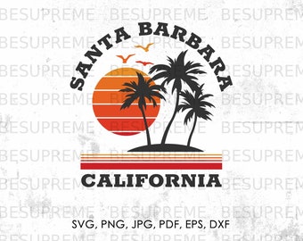 Santa Barbara California svg, png, jpg, pdf, eps, dxf / beach svg, vettoriale, cricut, download istantaneo