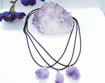 MATTE AMETHYST Necklace Choker | Purple Healing Stone Jewelry for her | Gift Giving | Layering Necklace | Vegan Cord | Adjustable length