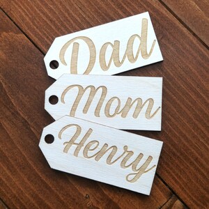 Personalized gift tags, gift tags, custom name tags, pet name tags, Christmas name tags, Christmas label, stocking name tags, wood tags.