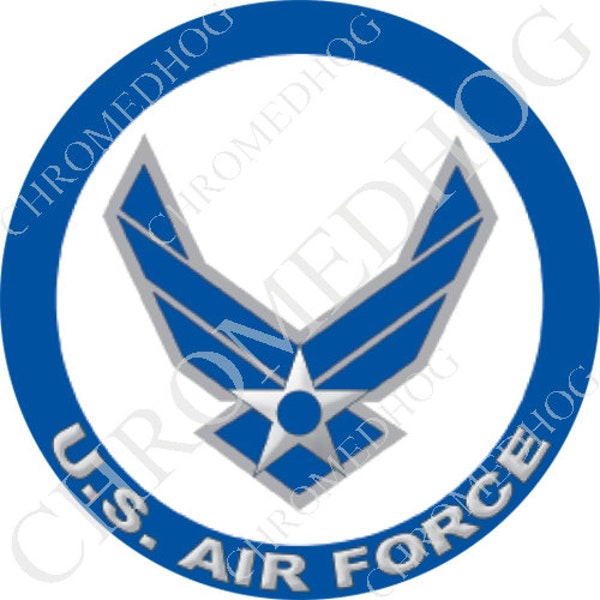 Premium Round Flat Sticker - USAF Air Force Emblem - You pick size 1-5 inch