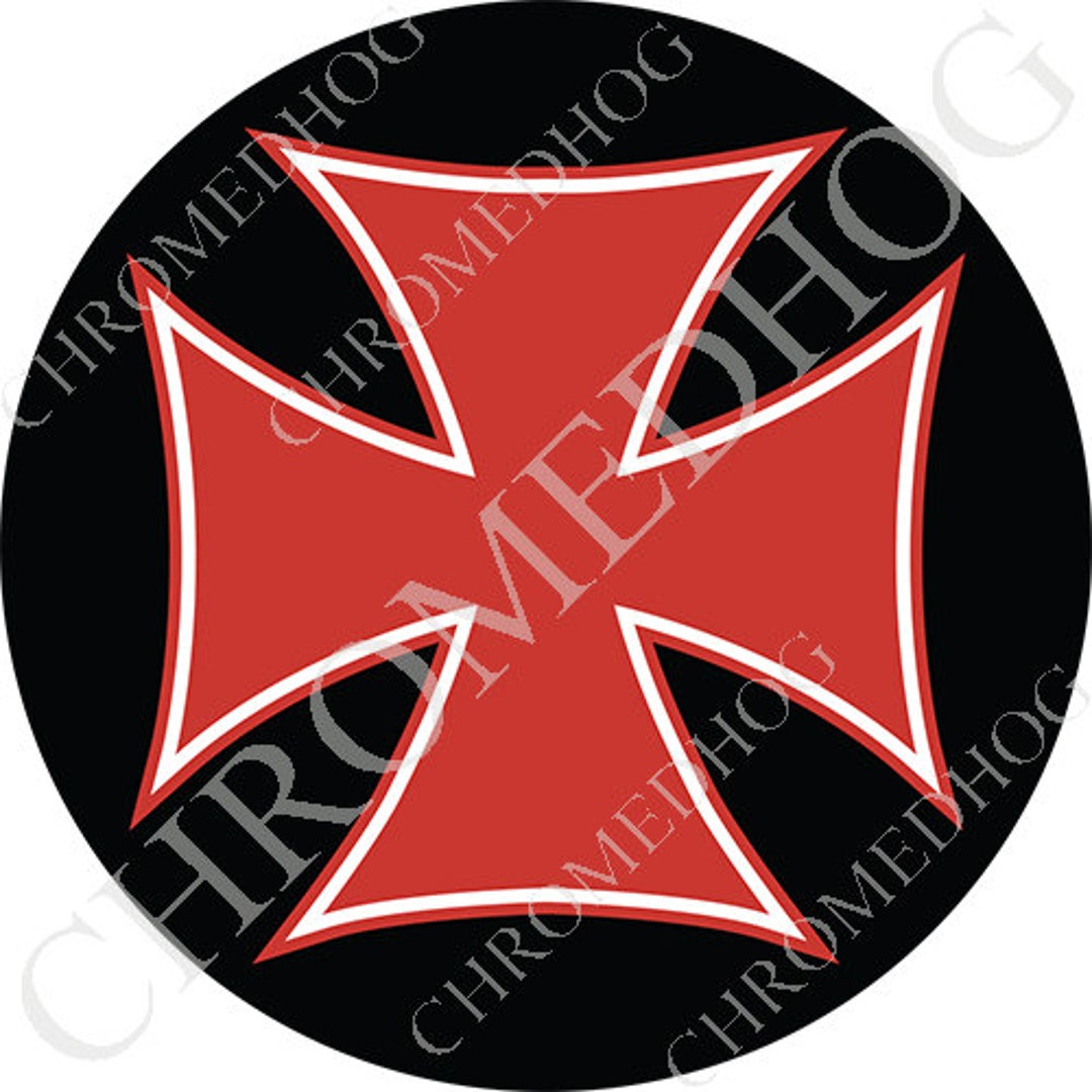 Premium Round Flat Sticker Red Iron Cross Black You Pick Size 15 Inch Etsy