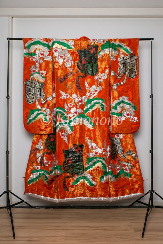 Fun Bright Orange Stage Kimono / Uchikake / Weddin
