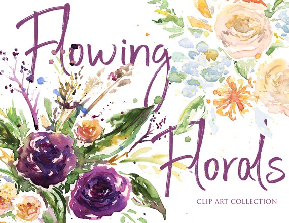 Watercolor Flower Bouquet Mauve Maroon Navy Pink Blossom Wreath Clip Art Digital Download Floral printable Invitation bridal wedding shower