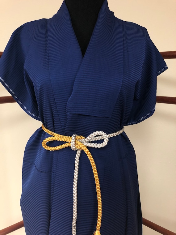 Japanese Vintage Silk Navy blue Japanese kimono