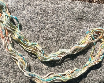 Handspun Art Yarn!  41 Yards in a rainbow of thick/thin core spun yarn