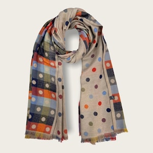 Colorful Wool Blend Dot Scarf - Unisex Winter Scarf