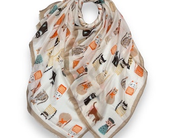 Cat lover scarf made of supersoft cottonblend perfect present for cat people