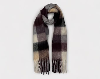 Supersoft Multicheck Fluffy Wool Mix Winter Scarf for Women