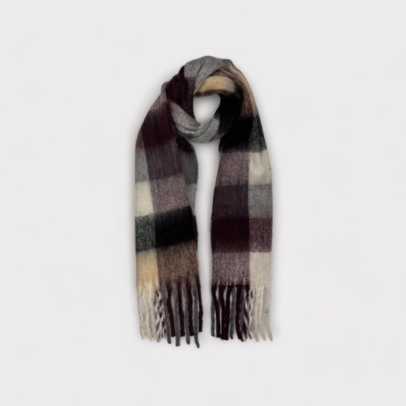 Supersoft Multicheck Fluffy Wool Mix Winter Scarf for Women