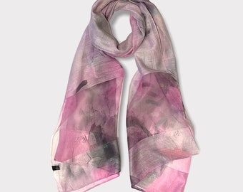 Silk Organza flower print scarf perfect with dress as bridesmaid or for weddings