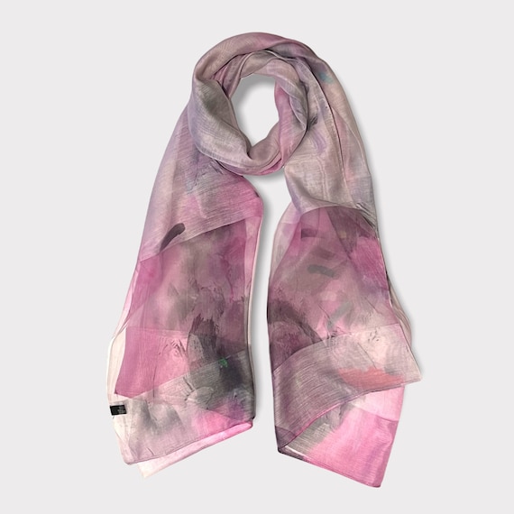 Silk Organza Flower Print Scarf: Bridesmaid Wedding Accessory