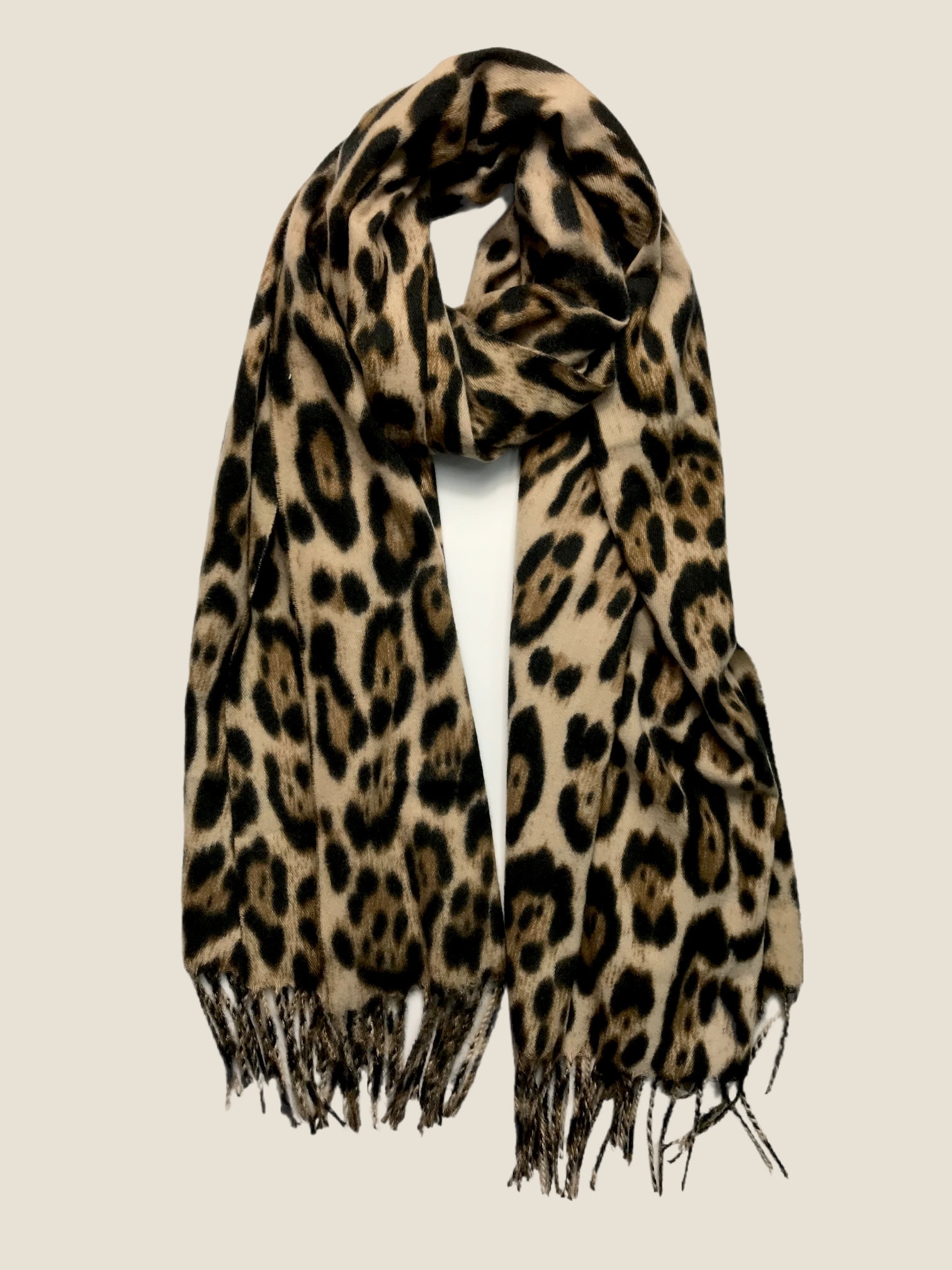 Sciarpa Donna Leggera In Viscosa Stampa Leopardata Gialla - 170 Cm X 70 Cm