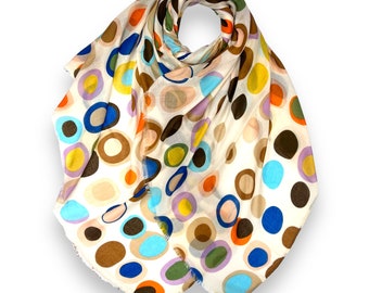 Retro polka dot printed scarf in Vibrant summer colours