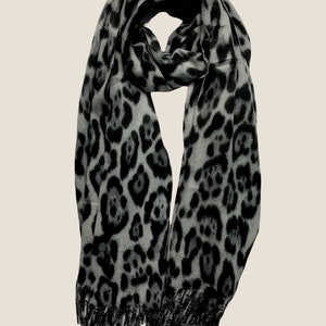 Thick classic leopard animal print scarf with tassel made from cotton for her and him perfect for winter