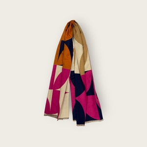 Retro flower print scarf on cashmere blend scarf available in six colours perfect winter scarf for her, Christmas present