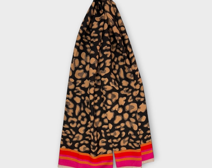 Leopard Print Cashmere Blend Scarf: Personalized Winter Shawl