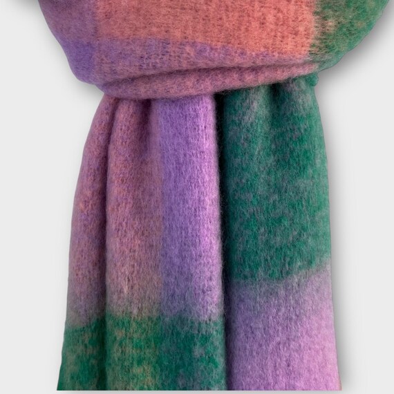 Supersoft Multicheck Fluffy Wool Mix Winter Scarf for Women
