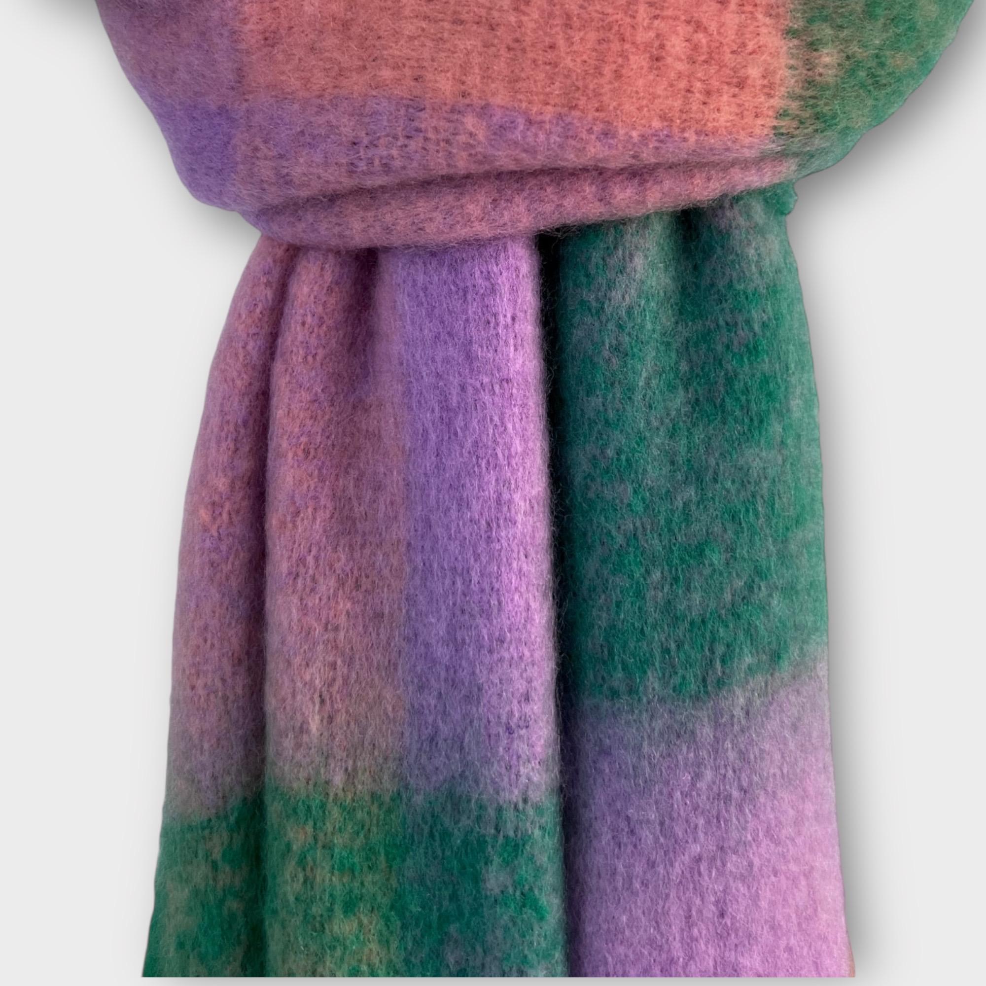 Supersoft Multicheck Fluffy Wool Mix Winter Scarf for Women