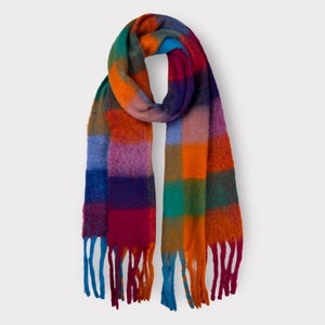 Supersoft Festive multicheck fluffy wool mix winter scarf gift for him or her