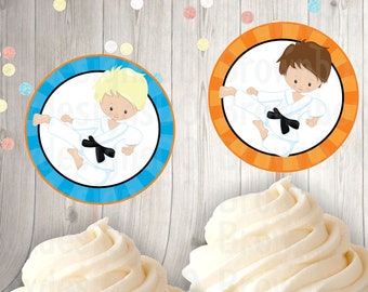 INSTANT DOWNLOAD Karate Cupcake Toppers, Karate Treat Toppers, Karate cupcake, karate toppers, Karate Labels