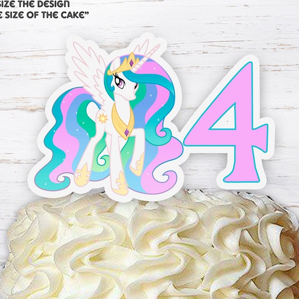 Princess Celestia Cake Toppers, Pony Cake Toppers, Pony Birthday, Unicorn Topper, Unicorn Party, Princess Birthday, Princess Cake Toppers