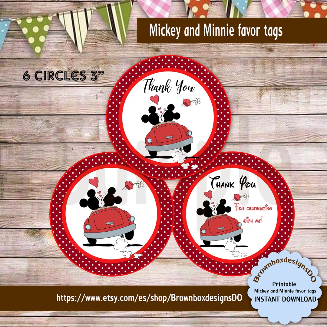 INSTANT DOWNLOAD Mickey and Minnie Mouse Favor Tag Minnie - Etsy Australia