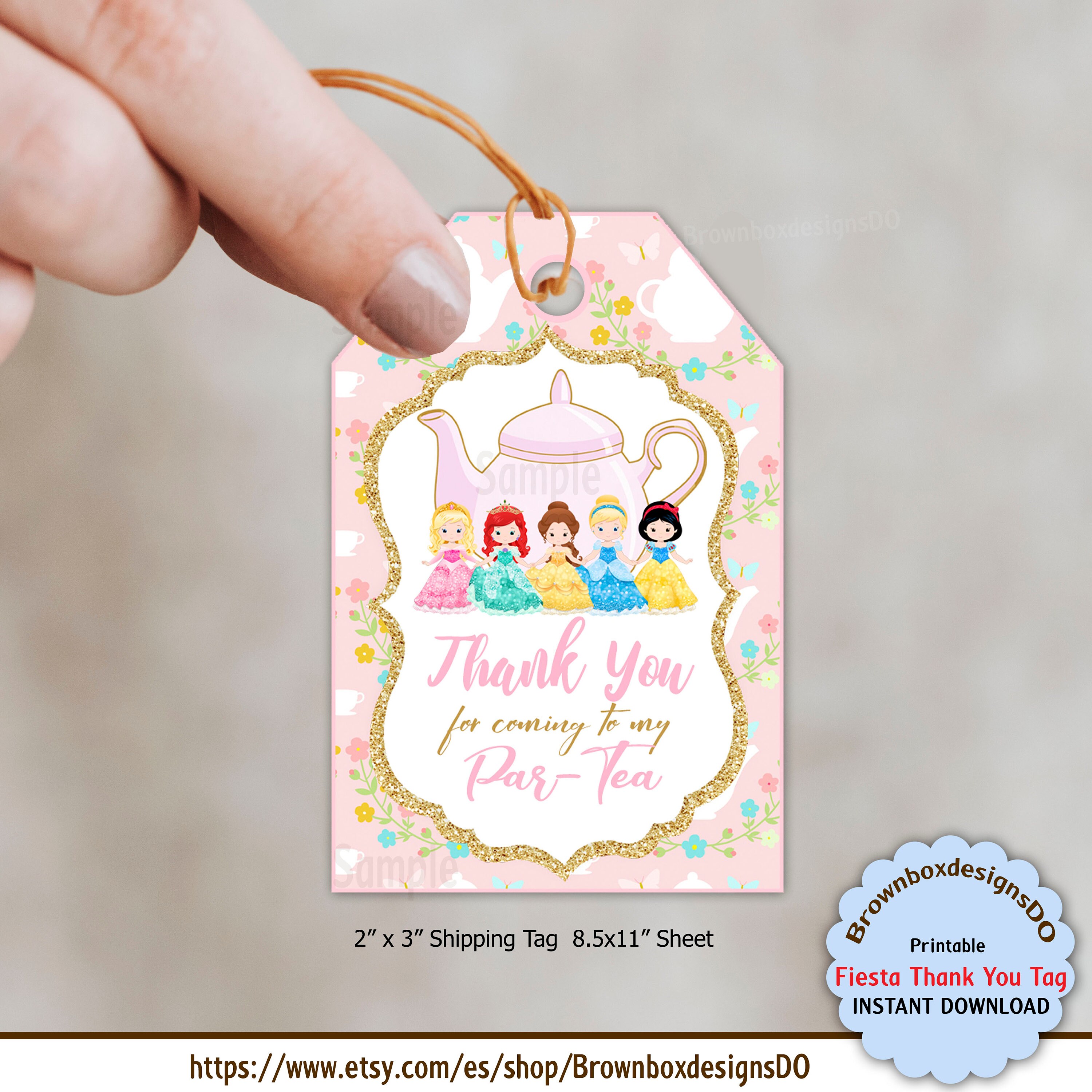 Instant Download Princess Tea Party Favor Tag Princess Tag Tea party Tag Princess Thank You Tag Princess Decoration Princess