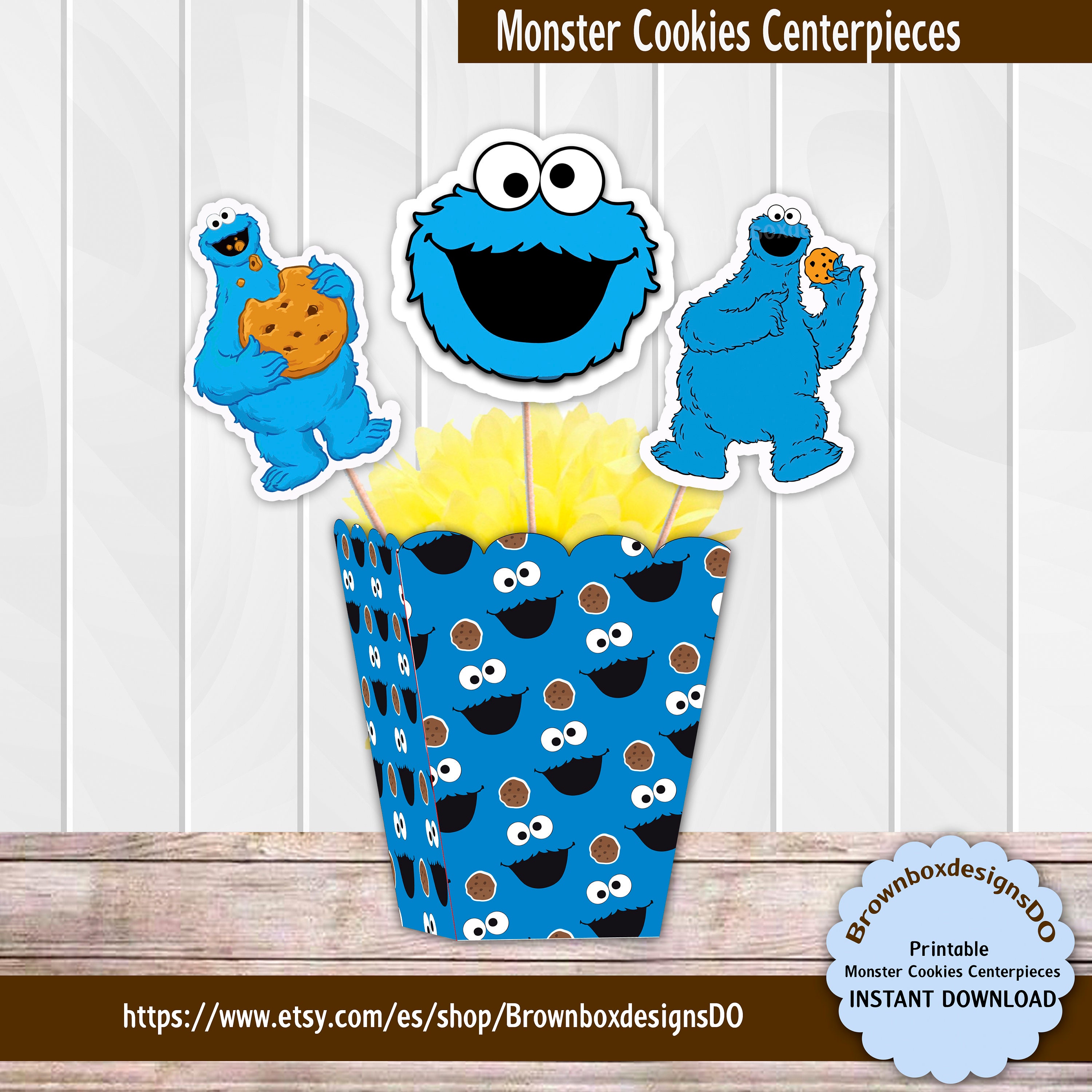 INSTANT DOWNLOAD Cookie Monster Centerpiece Displays Cookie | Etsy