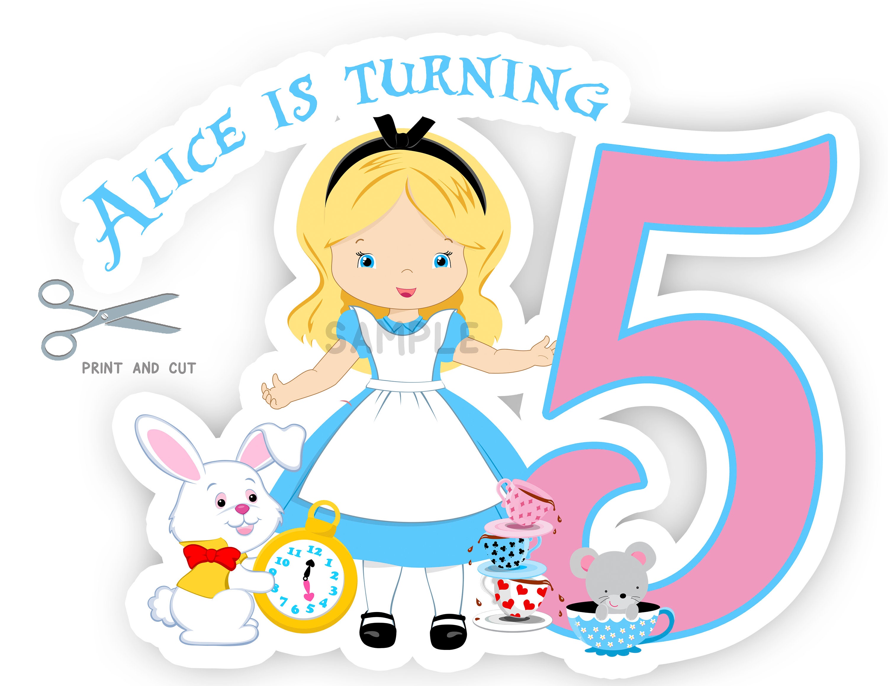 Alice in Wonderland Cake Toppers, Alice in Wonderland Birthday, Alice