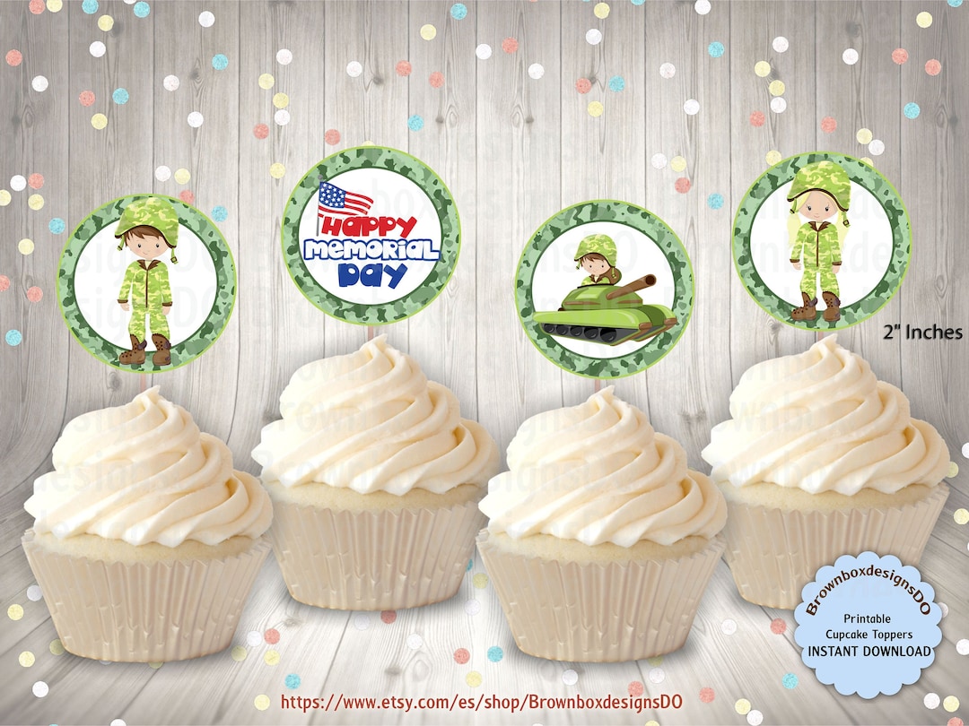 INSTANT DOWNLOAD Memorial Day Cupcake Toppers, Patriotic Cupcake Decor ...