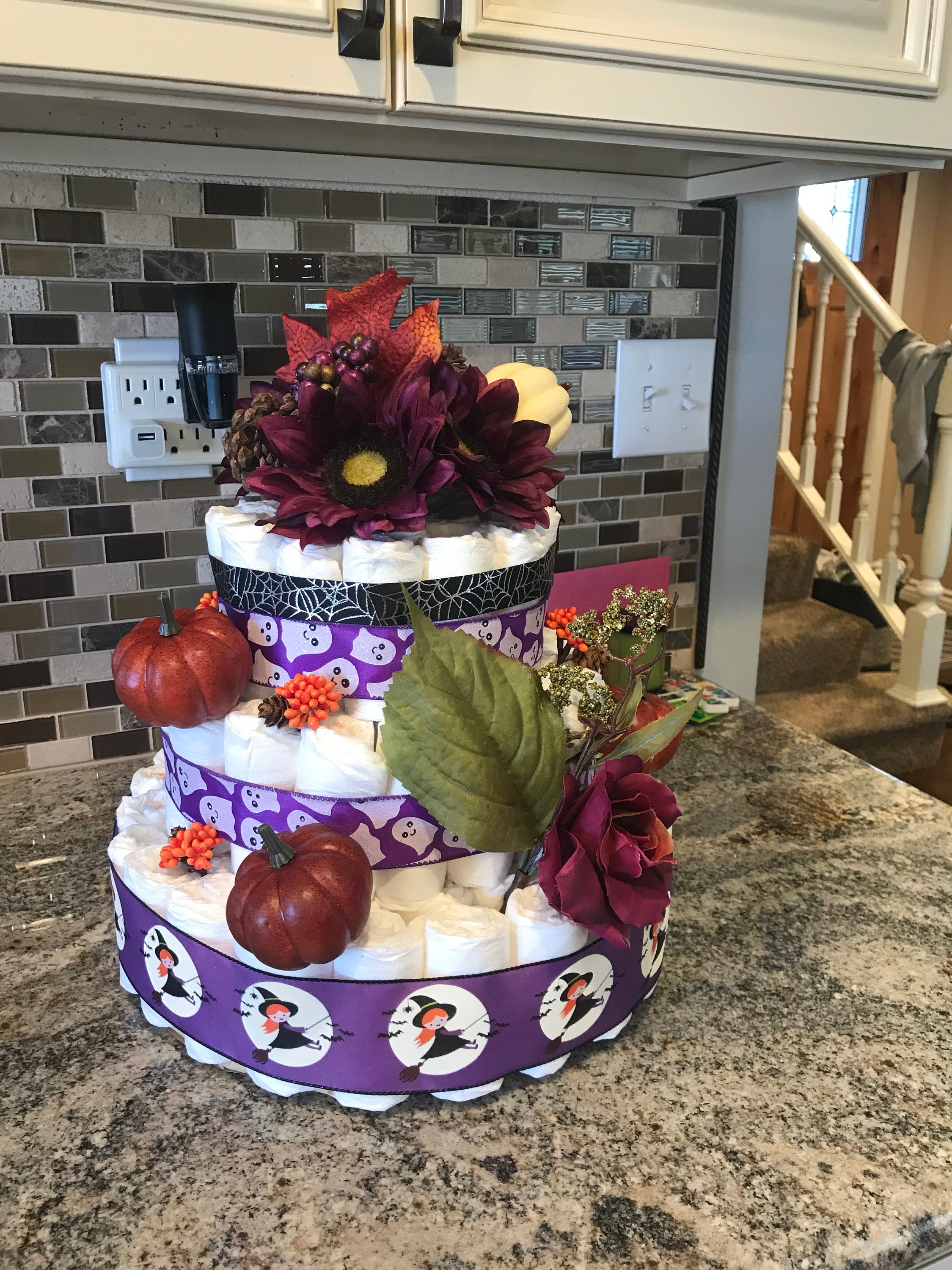 3 Tier Fall Diaper Cake Centerpiece (baby Boy or Baby Girl) Baby Shower ...