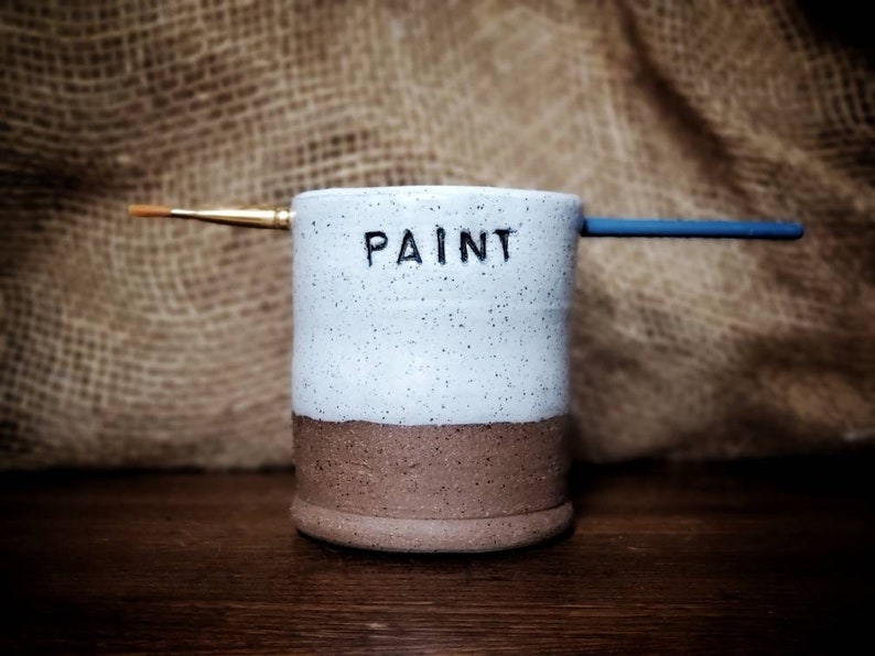 Farmhouse White Paint Painter S Water Cup Handmade Ceramic Pottery Jewelry Jewelry Storage Gtforce In