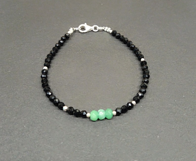 Fairtrade Faceted Emerald Spinel Bracelet Silver 925