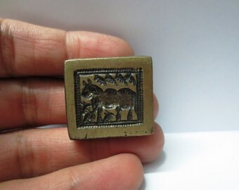Vintage India Brass Metal Jewellery Making Tool Mold Seal Stamp Unique Design Folk Tribal Animal