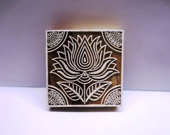 Indian wooden hand carved textile printing on fabric block / stamp vintage tool Flower Design