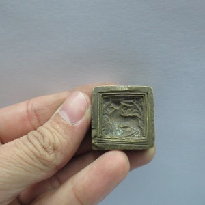 Vintage Indian Brass Bronze Jewelry Making tool Mould Stamp Dye Wax Seal Deer Design Pattern Folk art